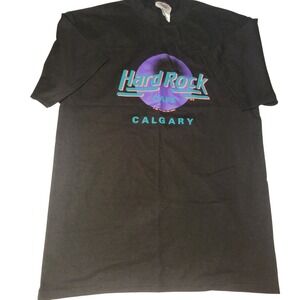 Hard Rock Cafe Calgary T Shirt Adult Large Black‎ Cotton Retro Graphic Tee